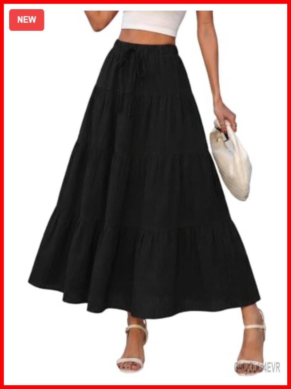 Womens Flowy Boho Ruffle Tiered High Waisted Maxi Skirt Long
